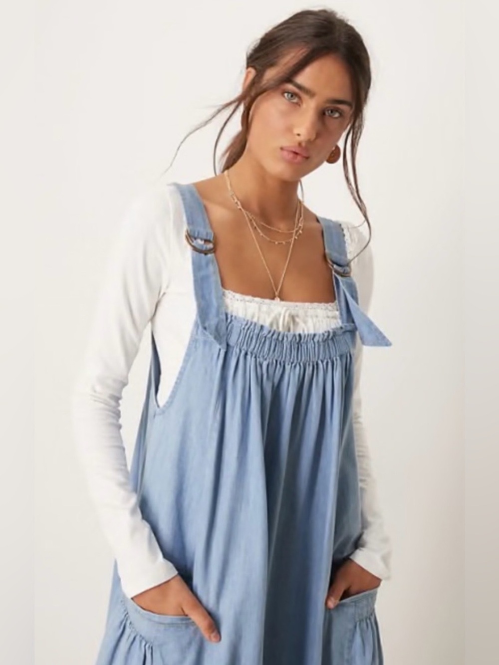 New Free People Machu Barrel Overall Midi Dress - Picture 3 of 16